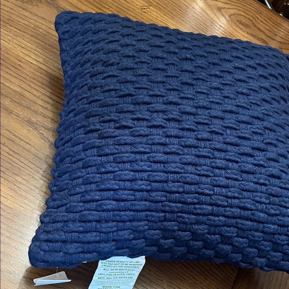 Pottery Barn Navy Blue Chunky Knit Accent Pillow